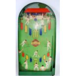 A Vintage early 20th century Amersham Pin Cricket Bagatelle comprising of wooden structure with