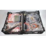 Six boxes and bags containing a quantity of various Action Man spare parts and accessories to