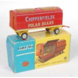 A Corgi Toys No. 1123 Chipperfields Circus animal cage wagon comprising of red and blue body with