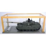 Two 1/35 scale well made plastic kit built display models of British and German tanks to include a