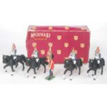 A Herald Models plastic standard bearer and four mounted horse guards boxed gift set, housed in