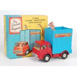 A Corgi Toys No. 503 Chipperfields Circus giraffe transporter with giraffes, comprising of red cab