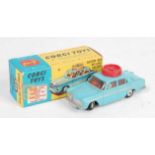 A Corgi Toys No. 236 Motor School Car comprising of light blue body with working steering mechanism,