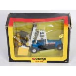 A Corgi Toys No. 1113 Hyster 800 container forklift, comprising blue, black & white body with