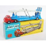 A Corgi Toys No. 1101 Bedford Carrimore car transporter comprising of red cab and chassis with