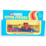 Corgi Juniors E2007, Low Loader and Shovel, appears as issued in the original window box (M-BNM)