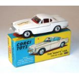 A Corgi Toys No. 258 The Saint's Volvo P1800 car, comprising of white body with red interior and