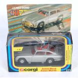 A Corgi Toys No. 271 1/36 scale diecast model of a James Bond Aston Martin DB5 comprising silver