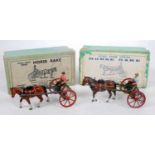 A Britains Farms Series No. 8F horse rake boxed group, one finished in light blue and red with