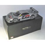 An Autoart Signatures Series model No. 12001 1/12 scale model of a 1997 Mercedes Benz CLK GTR