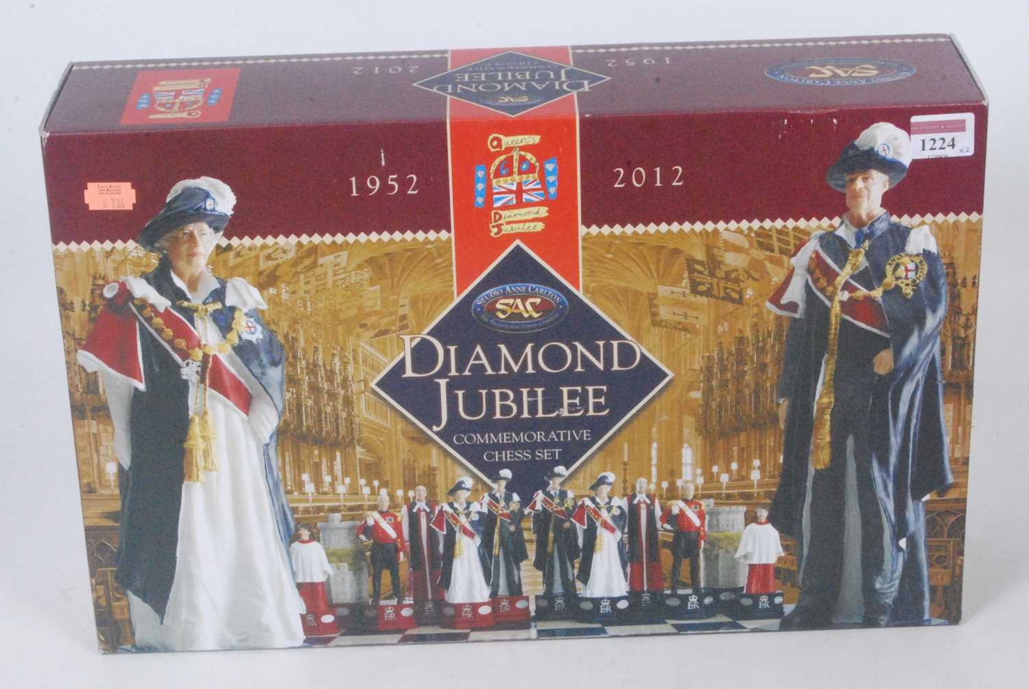 A Studio Anne Carlton Diamond Jubilee commemorative gift set, together with matching chessboard,