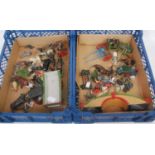 Two trays containing a quantity of various lead and hollow cast miniatures to include Britains