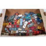 One tray containing a quantity of various playworn and repainted Corgi Toy vintage diecasts, mixed