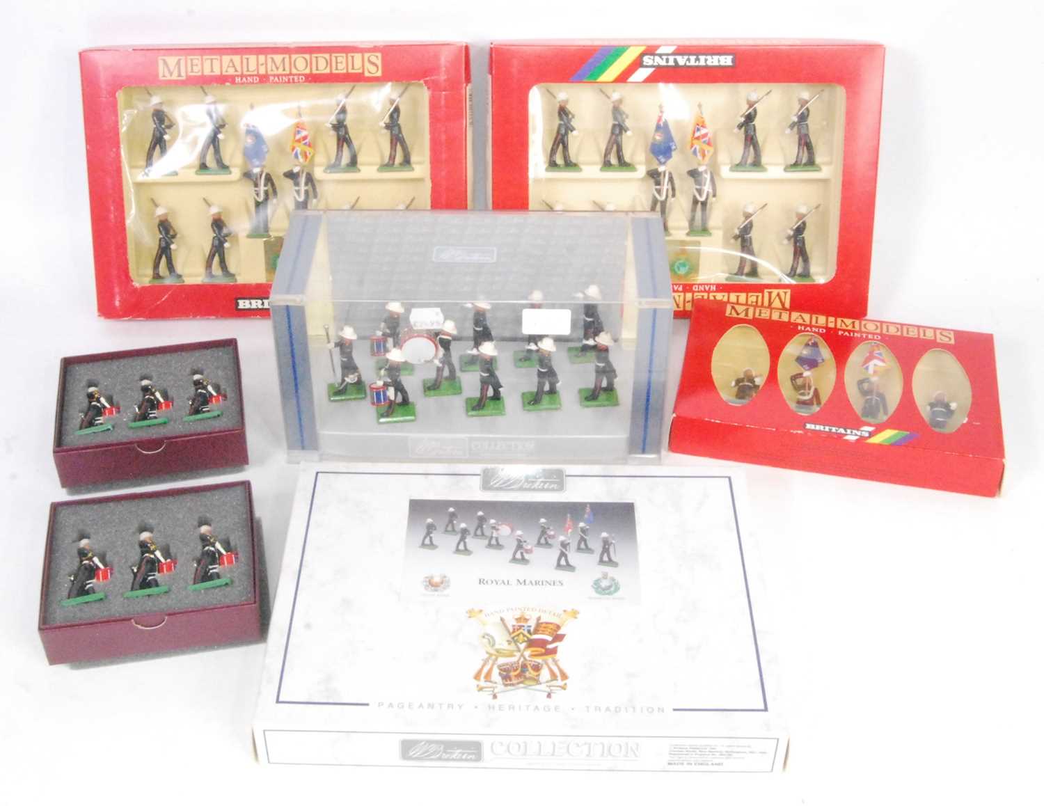 A collection of various boxed Britains mixed issue Royal Marines military figure group to include