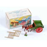 A Britains Lilliput World No. LV/606 tumbrel cart finished in green and red with carter figure horse