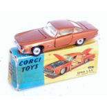 A Corgi Toys No. 241 Ghia L.6.4 with Chrysler engine, comprising of metallic orange/bronze body with