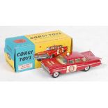 A Corgi Toys No. 439 Chevrolet Fire Chief comprising of red body with lemon interior and two figures