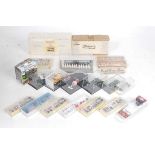 A collection of mainly H0 scale plastic and kit built figures, dioramas, vehicles and accessories,