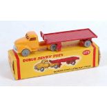 Dublo Dinky Toy No. 072 Bedford Articulated flat truck, yellow and red, grey knobbly wheels, as (NM)