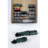 Graham Farish N gauge GWR Hall class engine and tender (G) prairie tank engine (G) and 15 wagons
