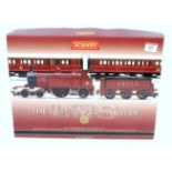 Hornby set R2806 'The Last Single Wheeler' contains LMS 4-2-2 No. 14010 and 3 coaches, with