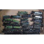 Small box containing 10 tender and tank locos GW/Southern liveries, mixed makers, two repainted (G)
