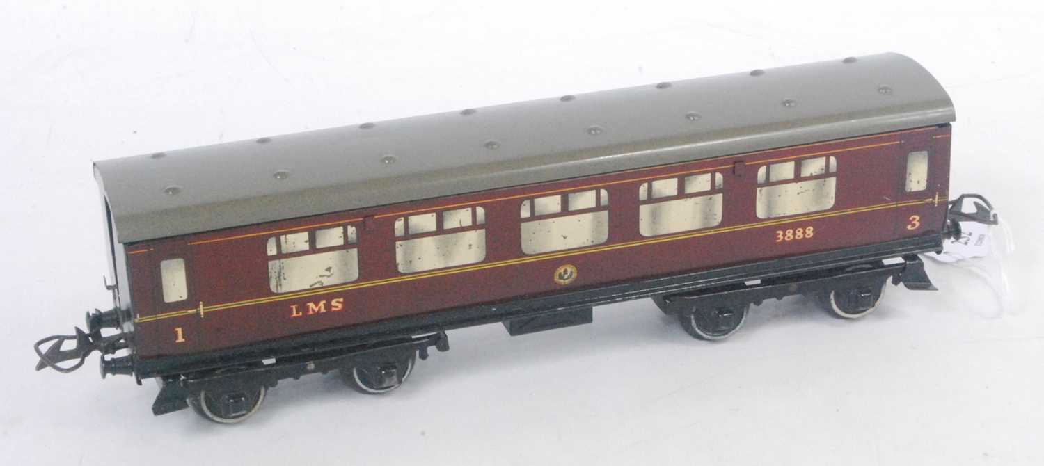 1937-41 Hornby no. 2 corridor coach LMS 1st/3rd, some marks to window silvering especially one