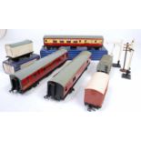 Various Hornby Dublo items D22 br/2nd, D12 br/2nd in a D20 box, TPO 3-rail coach, SD6 grain wagon,