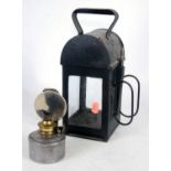 A BR Midland Region Railway hand lamp, mark to top cover, example appears to be overpainted, with