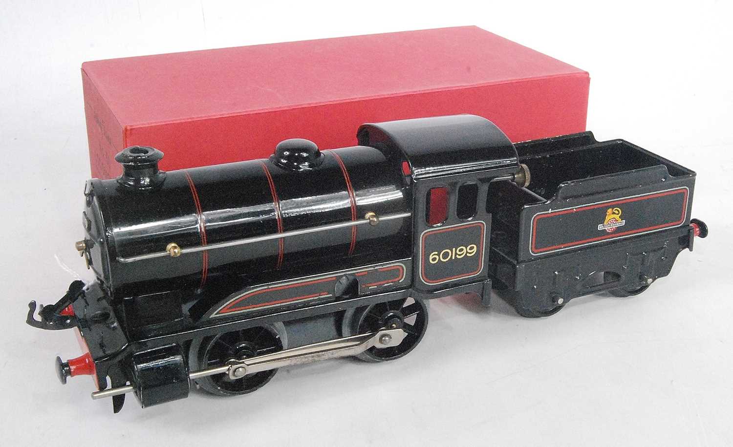 1954-61 Hornby type 50 clockwork loco and tender, 0-4-0 BR lined black 60199, small loss of lining