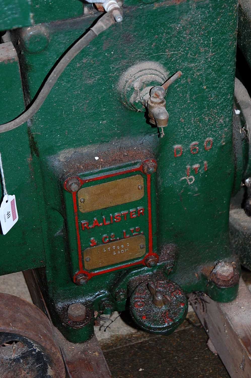 A RA Lister & Co. model No. 26DH petrol engine, raised on wooden display base with a box of - Image 3 of 3