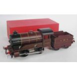1948-54 Hornby 501 clockwork loco and tender 0-4-0 LMS red lined yellow 5600 (E-BR), tender (E)