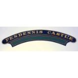 A reproduction locomotive nameplate and splasher 'Pendennis Castle' ideal for display on railway