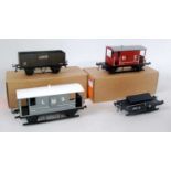 Four Bernard Ridgley wagons:- LMS brake, NE brake, GW shunter's truck and 20 ton LMS loco coal (M-