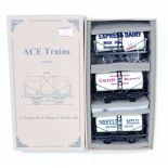 ACE Trains Set G/IM4 three milk tank wagons:- United Dairies, Nestles Milk and Express Dairy (M-BM)