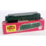 2232 Hornby Dublo 2-rail Co-Co diesel electric loco, plain green, both side frames missing from