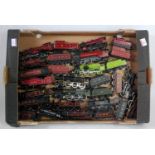 Large tray containing a mixture of 18 tank and tender locos many LMS livery, some modified from