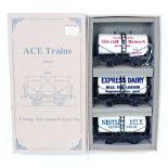 ACE Trains Set G/IM4 three milk tank wagons:- United Dairies, Nestles Milk and Express Dairy (M-BM)