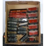 21 post-war Hornby Dublo tinplate NE wagons - 3x brick, 2x high sided, 2x goods, 3x fish, 10x