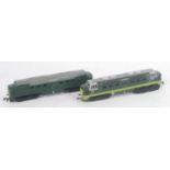 Two Hornby Dublo 2-rail Co-Co diesel electric locos: No nameplate renumbered D9007, overpainted, one