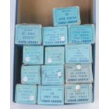 13 early post-war Hornby Dublo wagons in pale blue boxes (overall BG): Esso buff tank (VG-E);