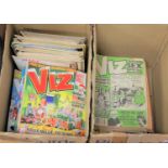 A collection of Viz comics in two boxes