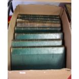 A collection of large leather bound books, titled The Field, eight volumes (some damage to spines)