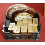 A box of 20th century wall and carriage clocks