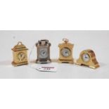 A miniature barrel shaped carriage timepiece, height 5cm, together with three others (4)