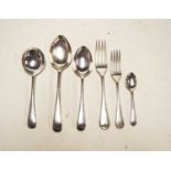 A silver six-place setting cutlery suite, in the Hanoverian pattern, 53.5oz, Sheffield 1932