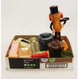 A collection of plastic and bakelite 20th century kitchen wares and advertising point of sale items,