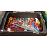 One tray containing a quantity of mixed playworn diecast, to include Dinky, Corgi etc