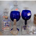 A collection of Georgian and later glassware, to include clear glass decanter with mushroom