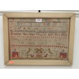 A William IV pictorial and verse sampler worked by Rachel Norman dated May 15th 1832, approx